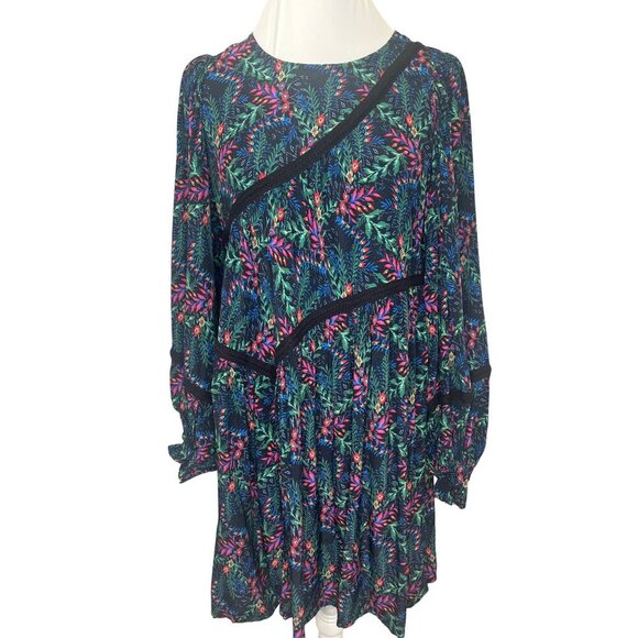 Hale Bob Zoe Dress Floral Size Small Long Sleeves Swing Style - Picture 10 of 11